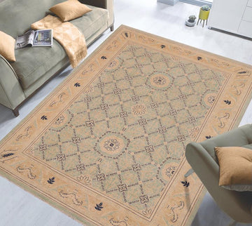 handmade Traditional Kafkaz Chobi Ziegler Green Tan Hand Knotted RECTANGLE 100% WOOL area rug 9 x 12